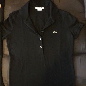 Women’s Black Lacoste polo